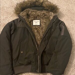 Abercrombie Kids army green Fur-Lined Jacket